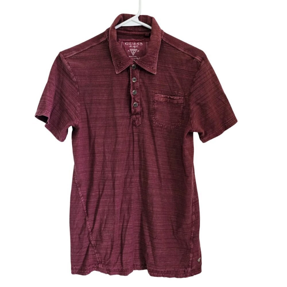 Men's Guess Short Sleeve Golf Shirt, Size S, Brown/Burgundy
